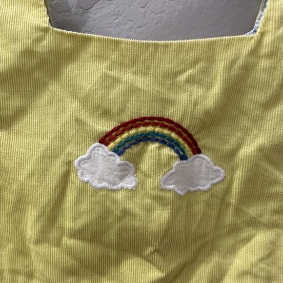 Little Bird by Jools Oliver Rainbow Embroidered Yellow Cord Pinnie Dress - Picture 3 of 10